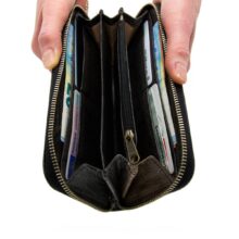 GELDBÖRSE FÜR DAMEN AUS BLÄTTERN SCHWARZ 03