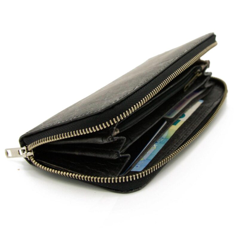 GELDBÖRSE FÜR DAMEN AUS BLÄTTERN SCHWARZ 04